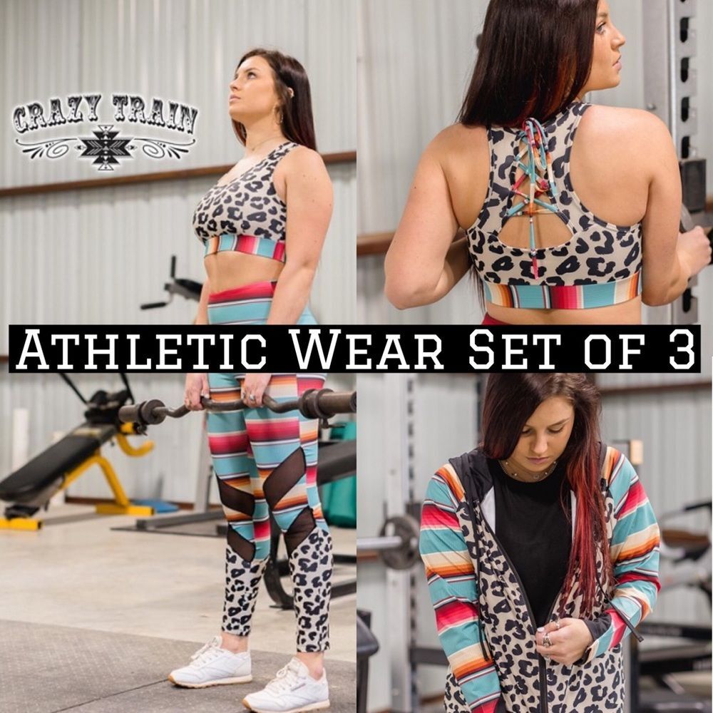Crazy Train Plus 3X SET of 3 Athletic Wear Jacket Leggings